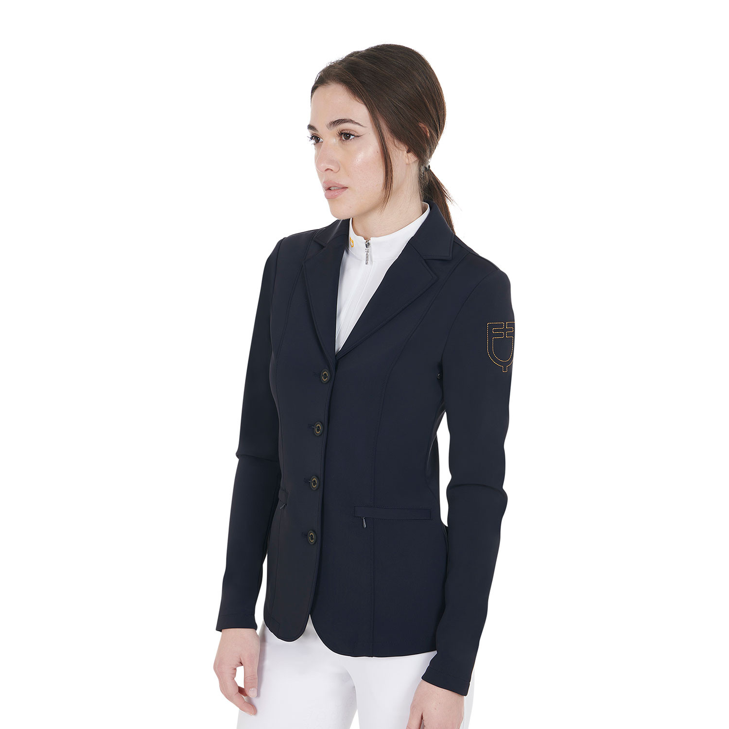 Damen-Turnierjacket mit kontrastfarbenem, gesticktem Logo