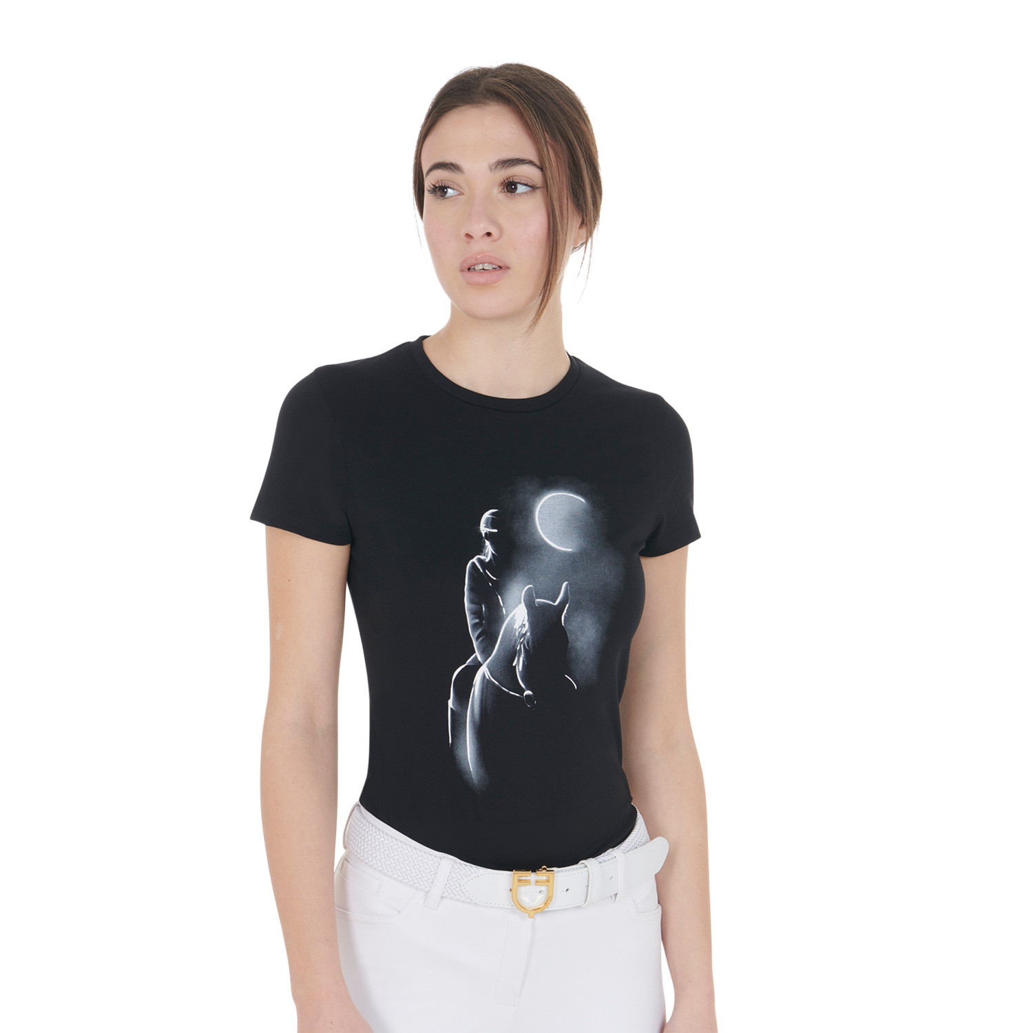 Tailliertes T-Shirt mit Moonlight-Print