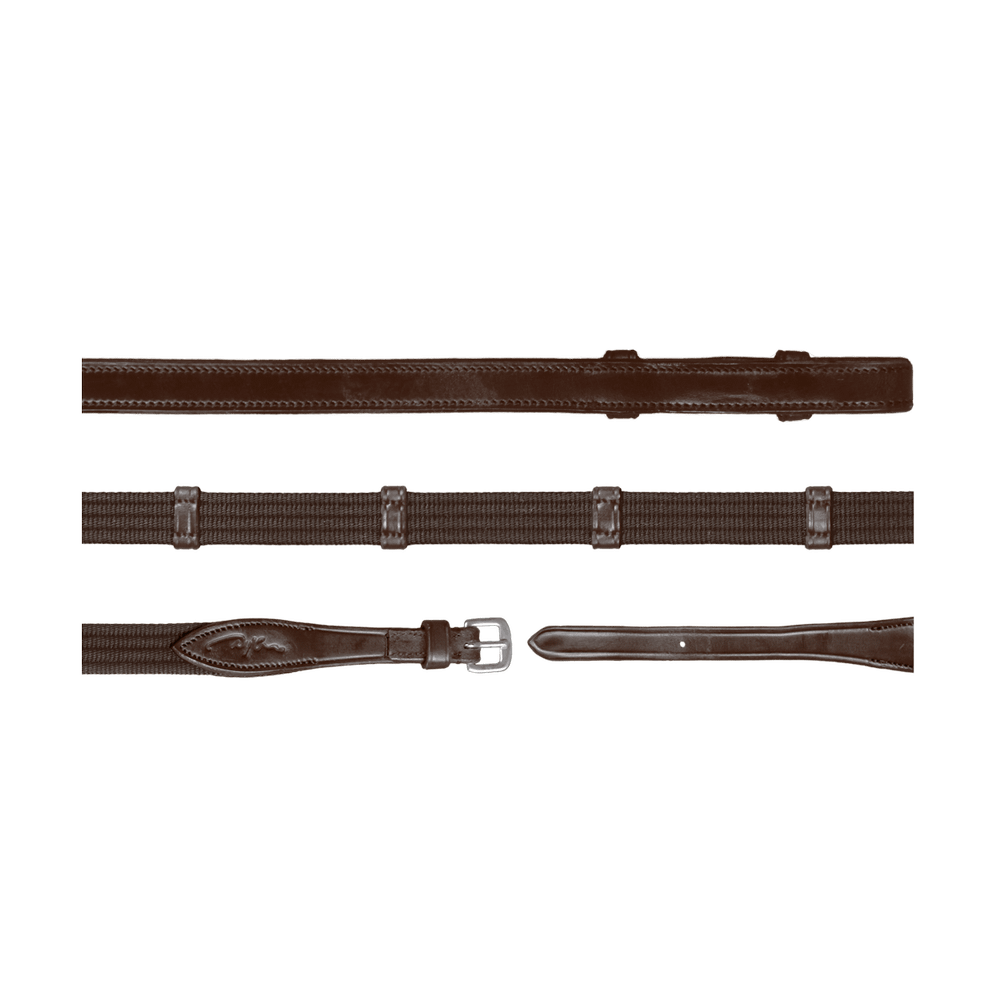 5/8" (16 mm) rênes à croisillons avec 9 barrettes cuir (sans stops)