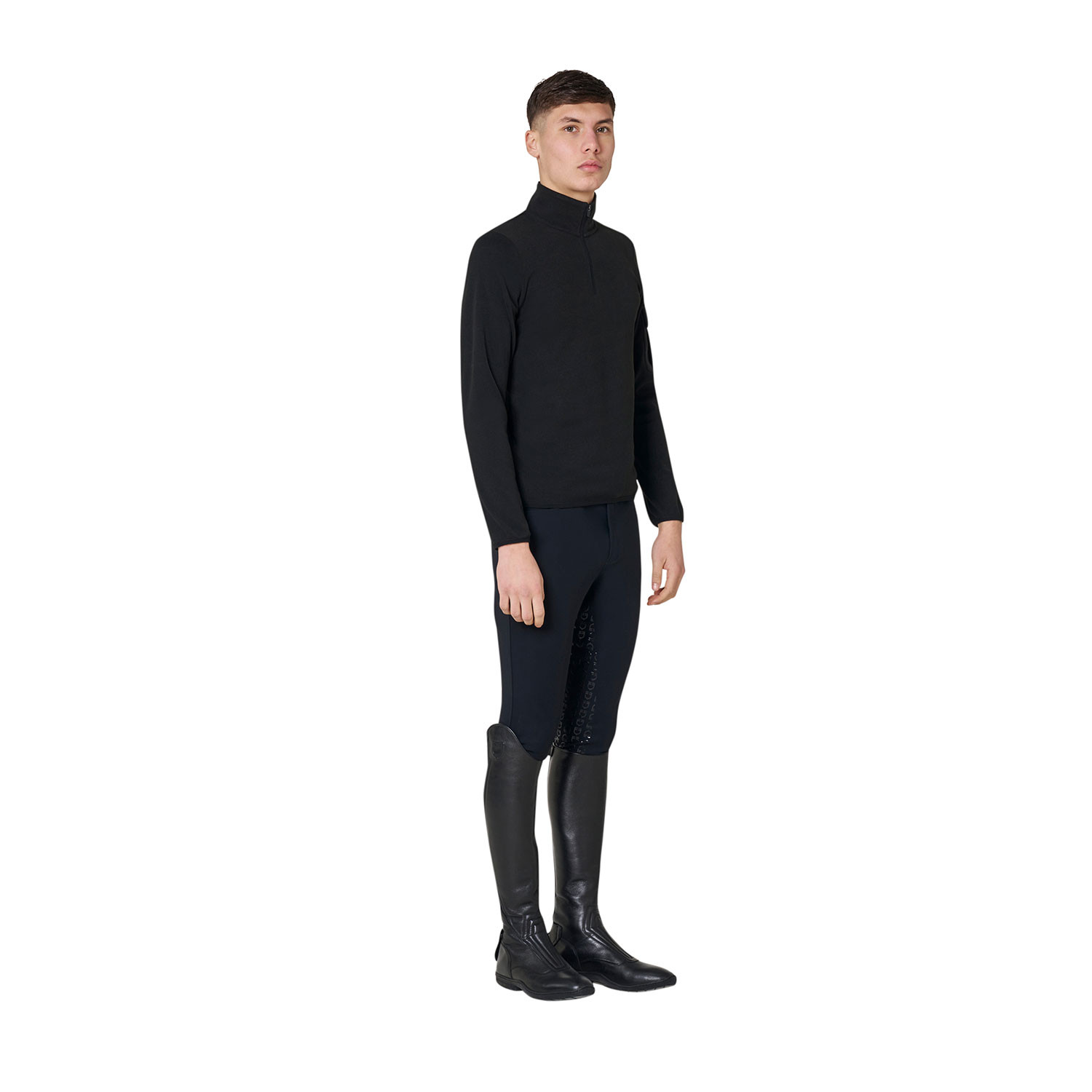 Fleece-Sweatshirt für Herren mit hohem Kragen und 3/4-Reißverschluss