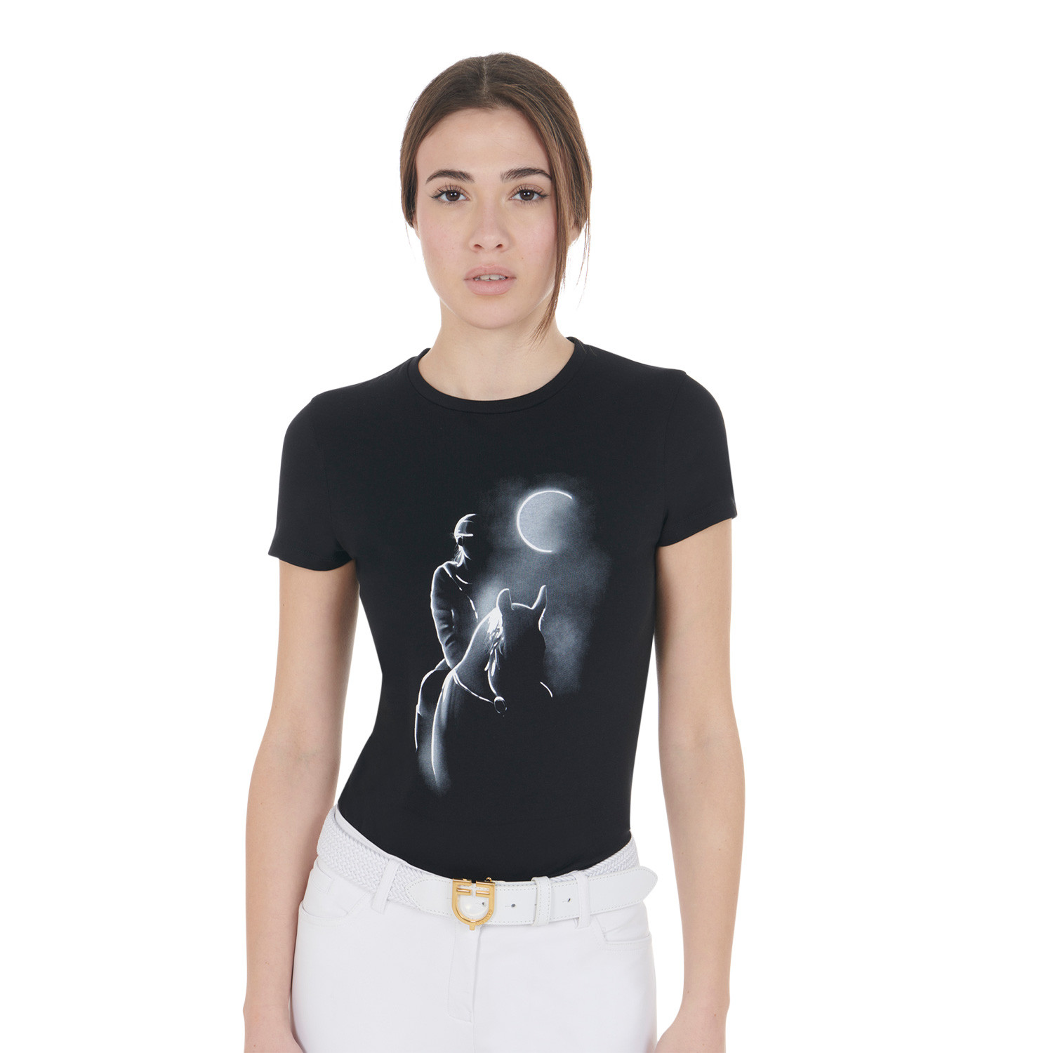 Tailliertes T-Shirt mit Moonlight-Print