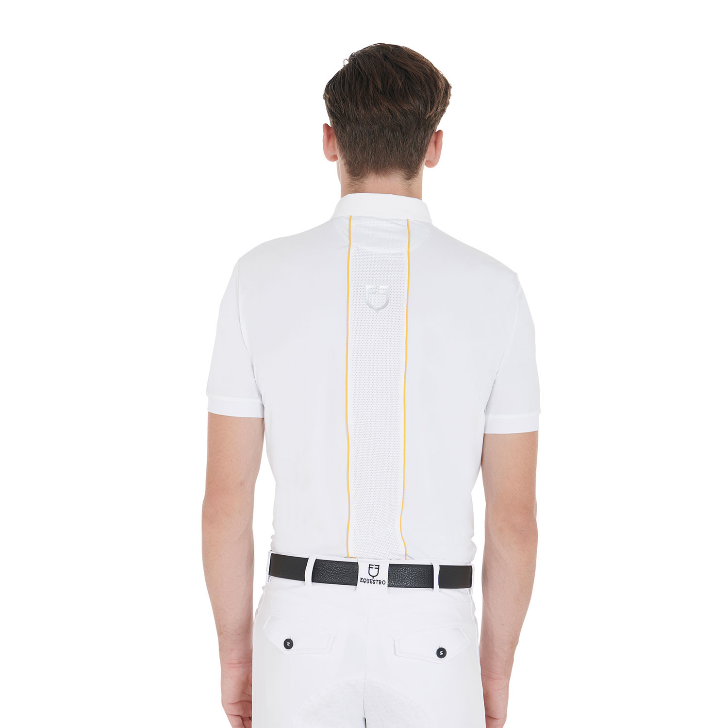 Tailliertes Herren-Poloshirt aus Funktionsgewebe mit Paspelierung