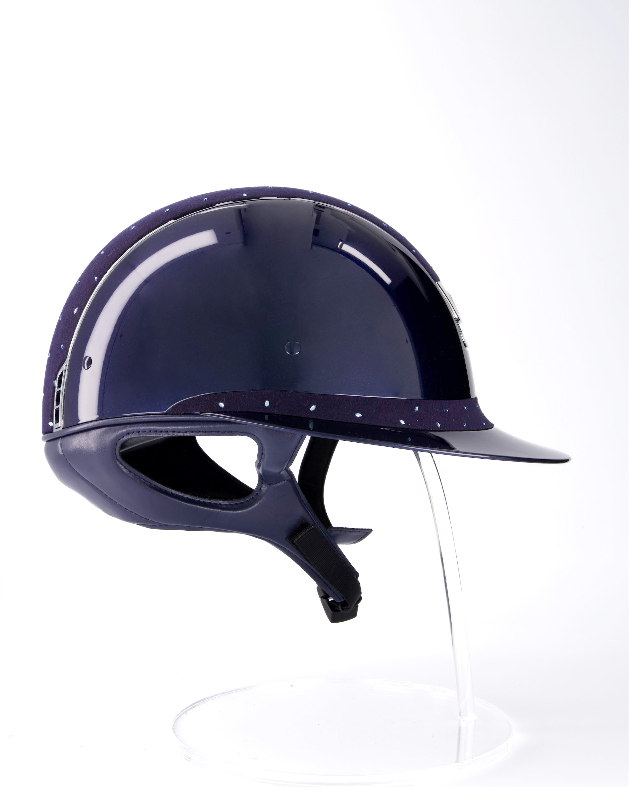 Miss Shield Shadowglossy, Top u. Frontal Band Crystal Comet Light Aquamarine, Trim Chrome Silver, Blason Chrome Silver in blau