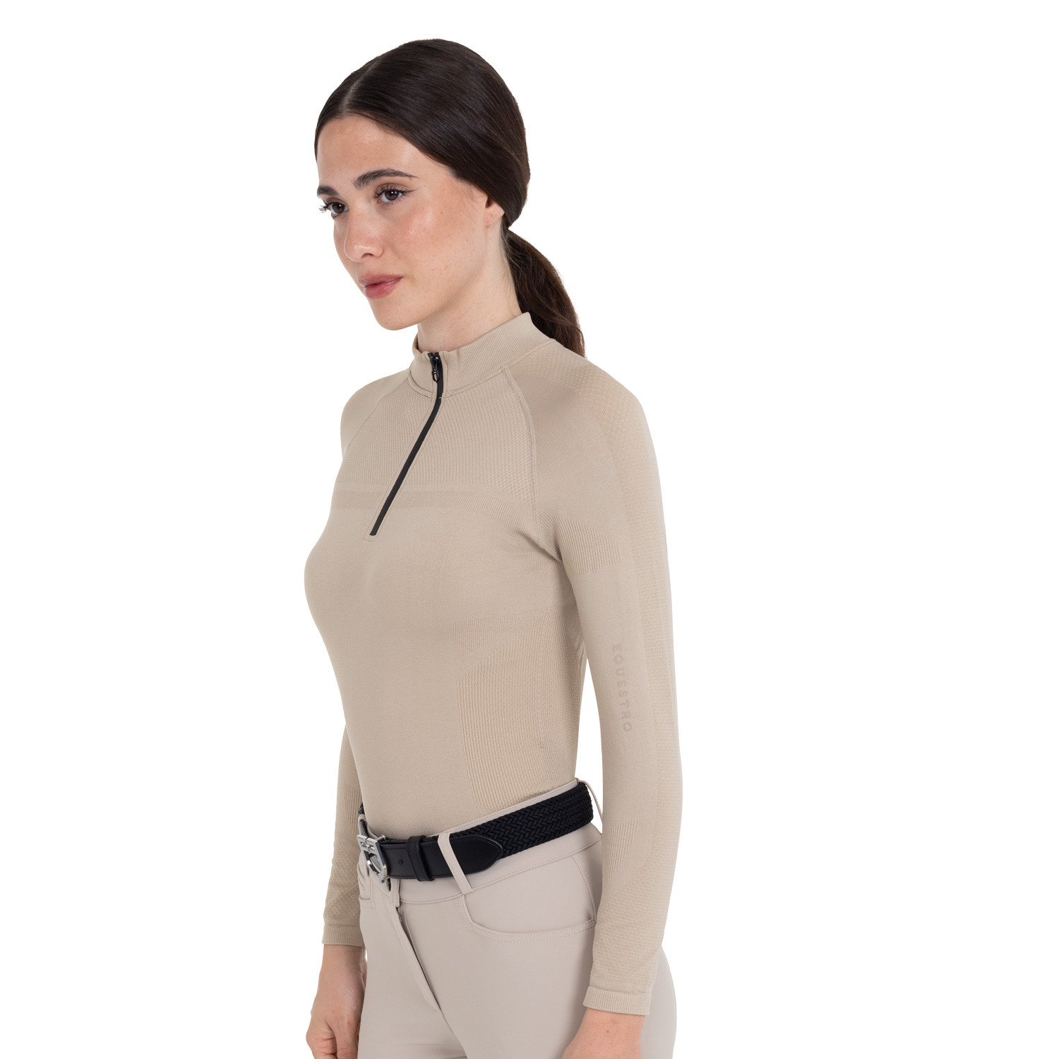 Trainings-Poloshirt für Damen aus technischem Strick mit Reißverschluss