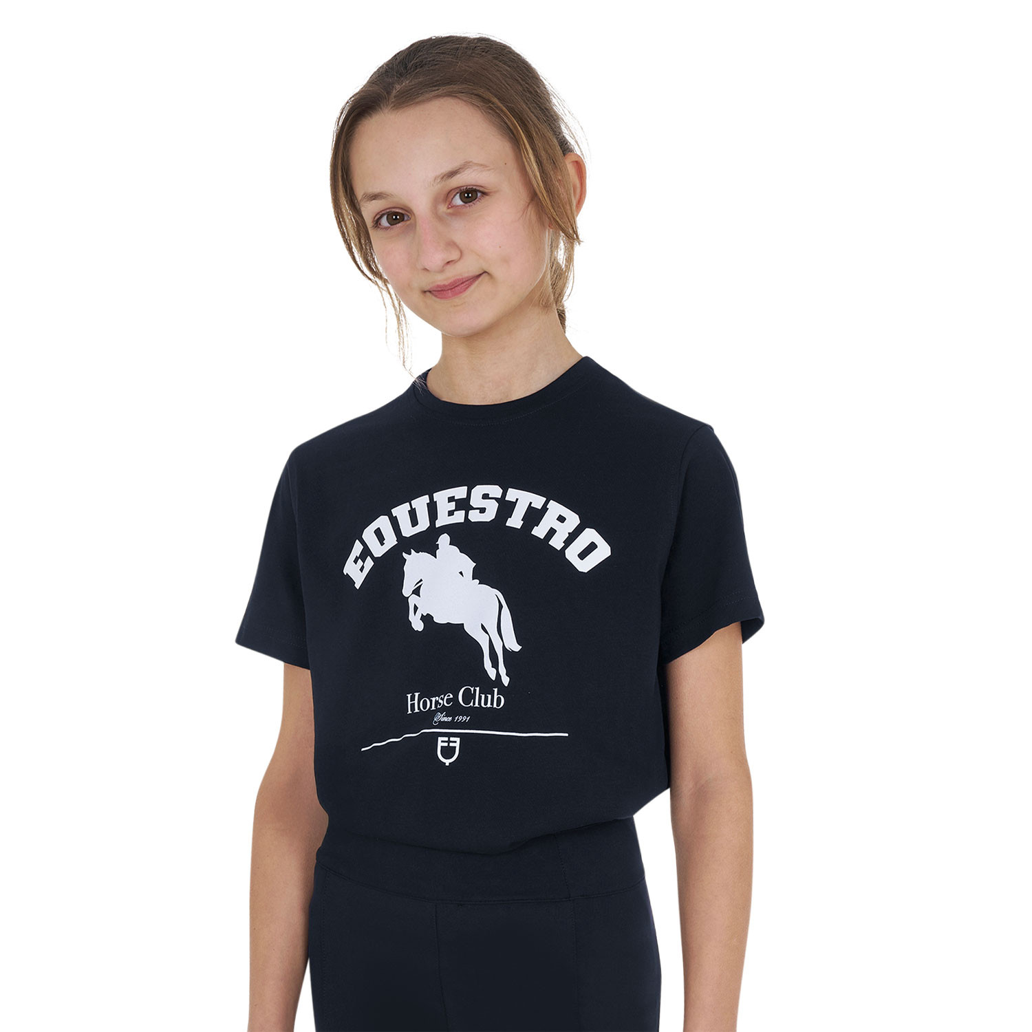 Baumwoll-T-Shirt Jumping Horse Club für Mädchen