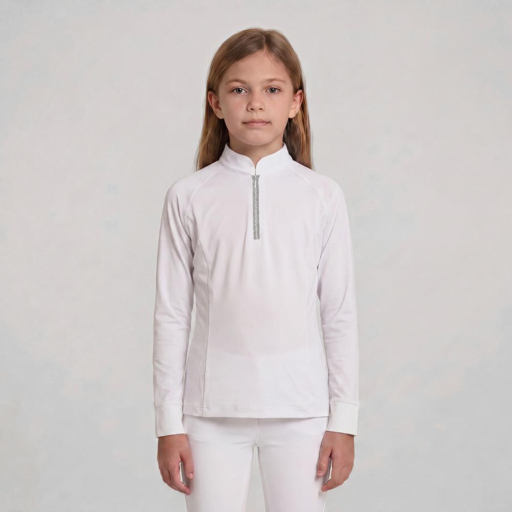 Turniershirt Classic Mädchen langarm mit Glitzerreißverschluss