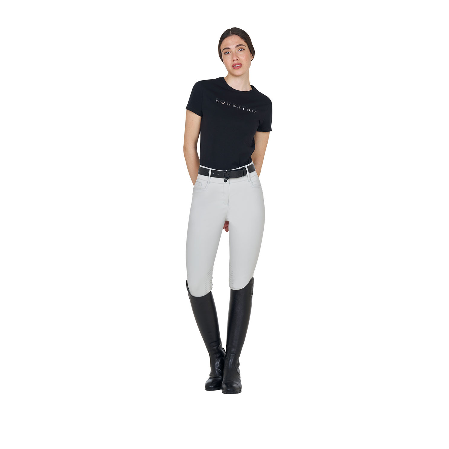Damen-Reithose High Waist mit Strass-Logo