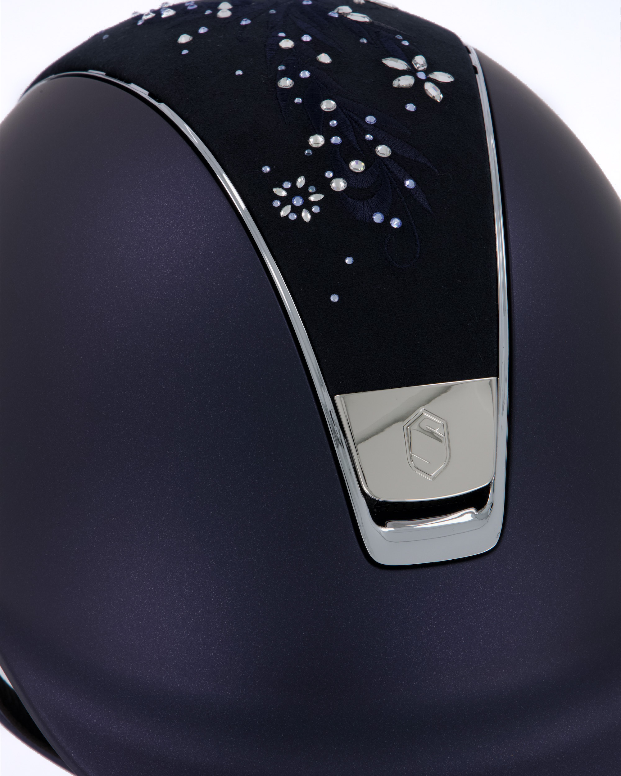 Reithelm Shadowmatt Blue, Top Flower Swarovski Jewerly Majestic Blue, Trim Chrome Silver, Blason Chrome Silver