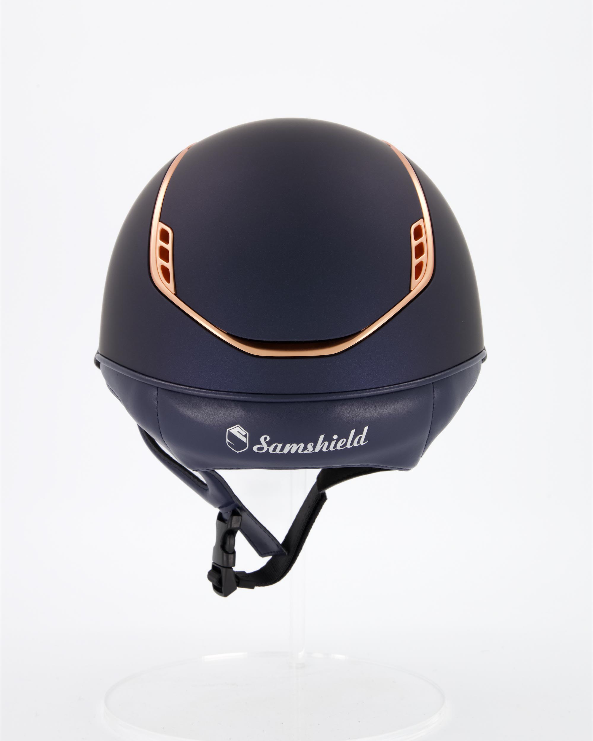 Reithelm 2.0 Miss Shield Shadowmatt Blue, Trim u. Blason Matt Pink Gold in blau