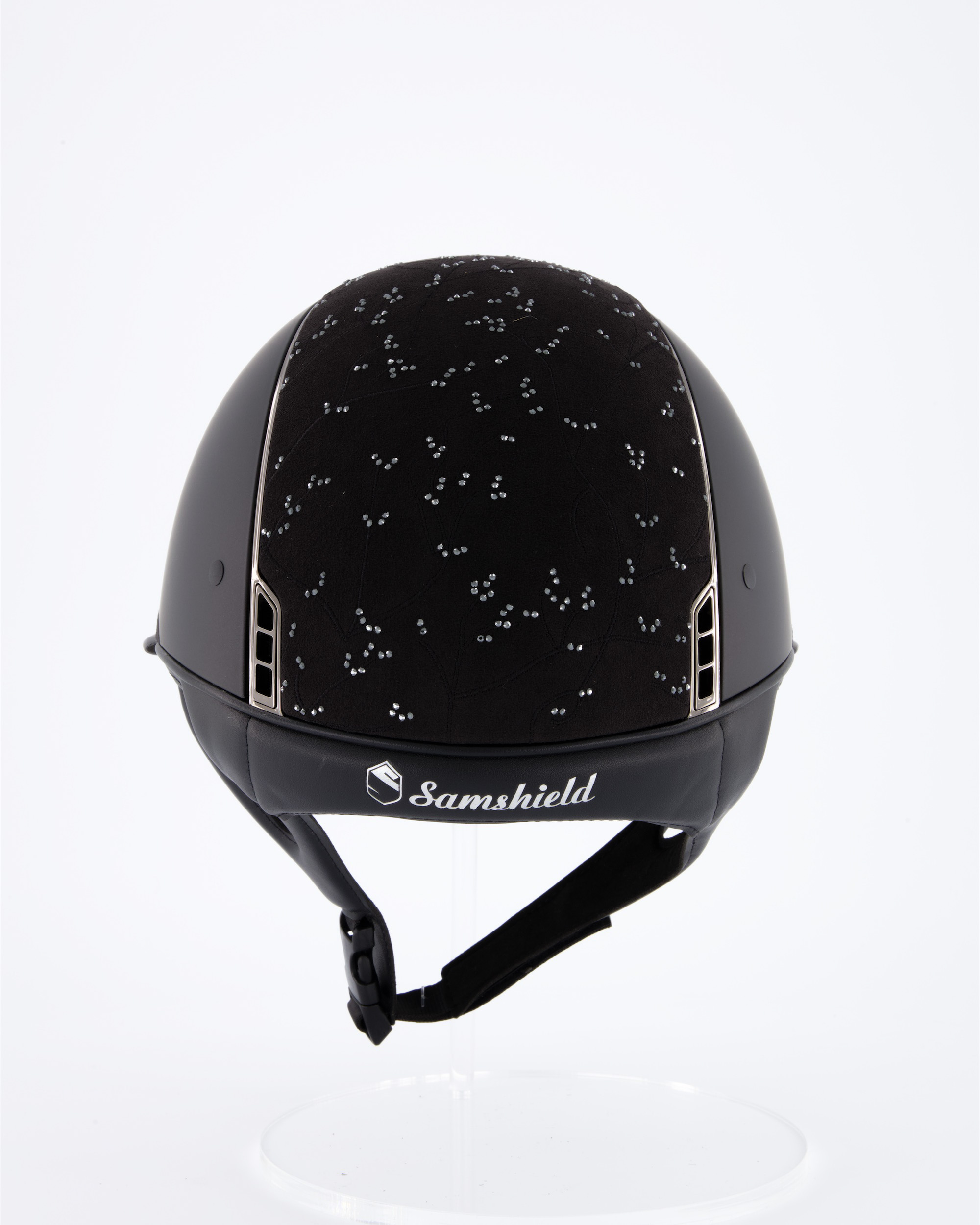 Reithelm Miss Shield Shadowmatt Black, Top Crystal Leaf Black / Alcantara Black, Frontal Band Alcantara Black, Trim Chrome Black, Blason Chrome Black in schwarz
