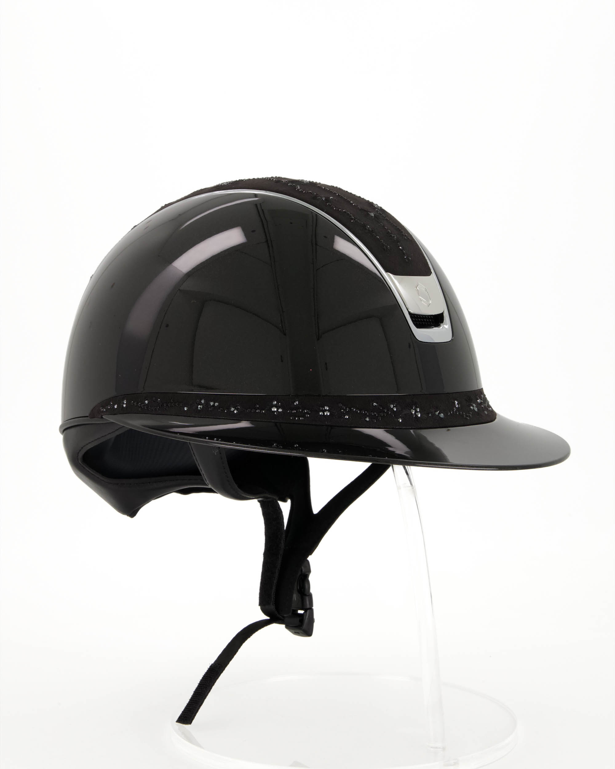 Reithelm 2.0 Miss Shield Shadowglossy black, Top u. Frontal Band Cherry Blossom, Trim und Blason Chrome Silver