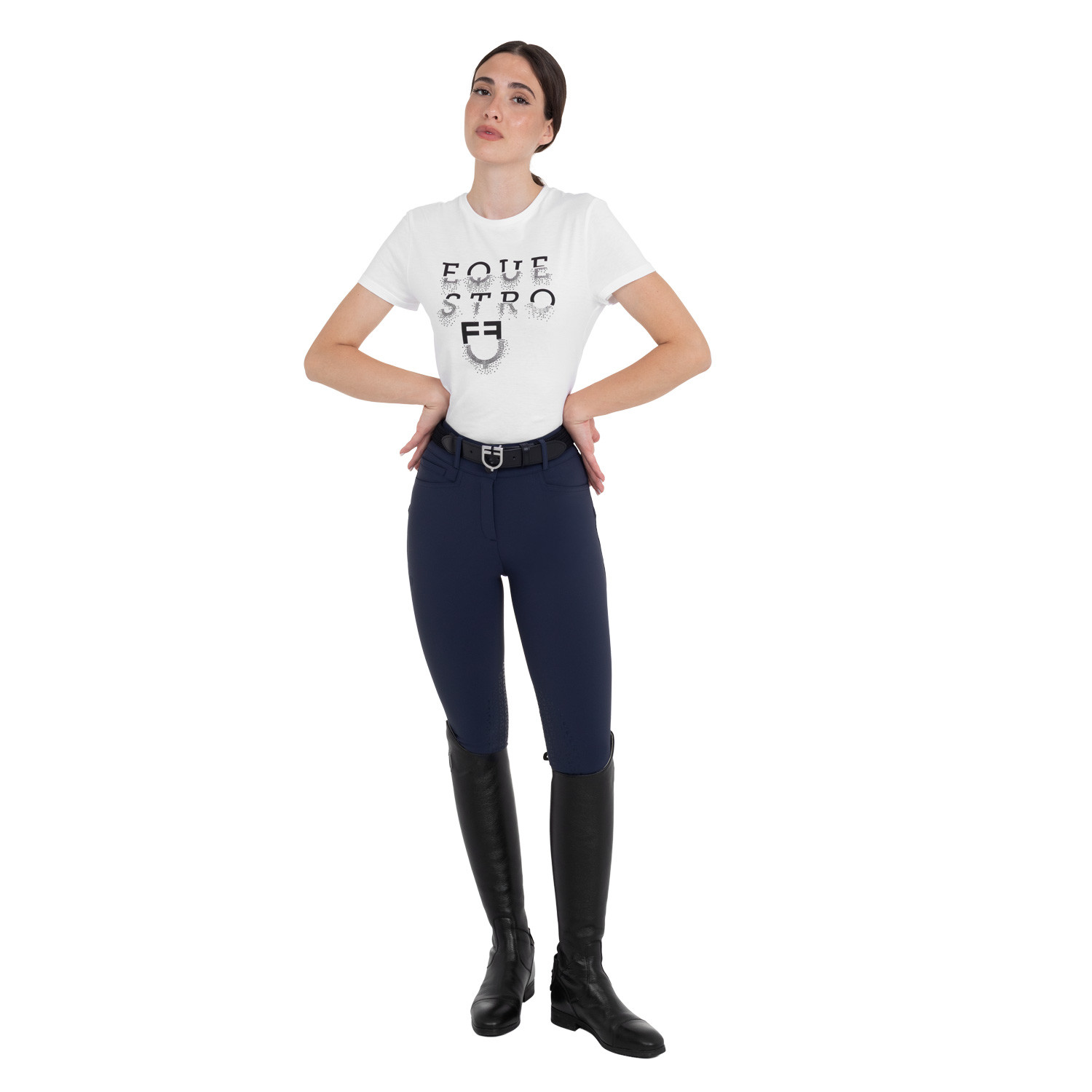 Damen-Reithose High-Waist mit Kniebesatz