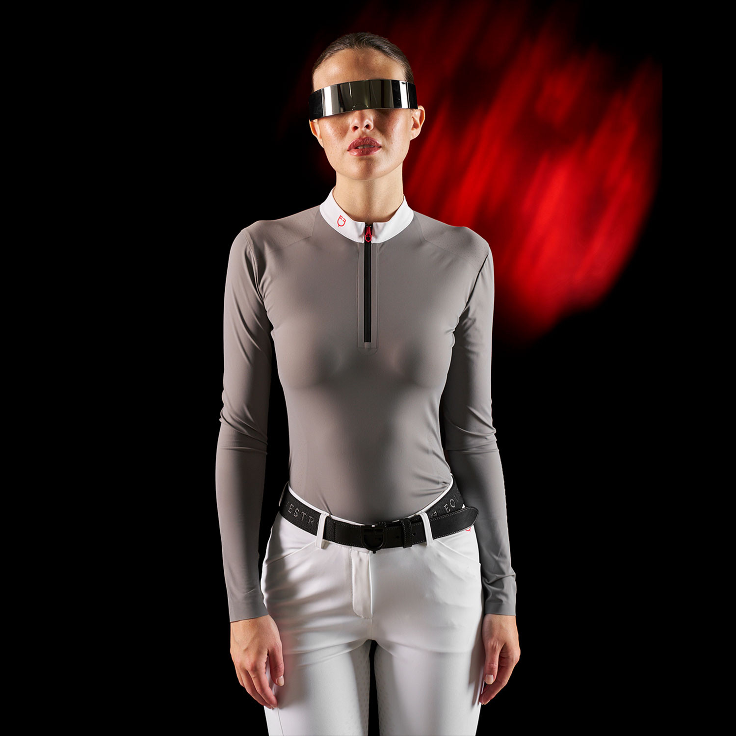 Ridertechnology Turnier-Polo-Shirt Langarm mit Reißverschluss